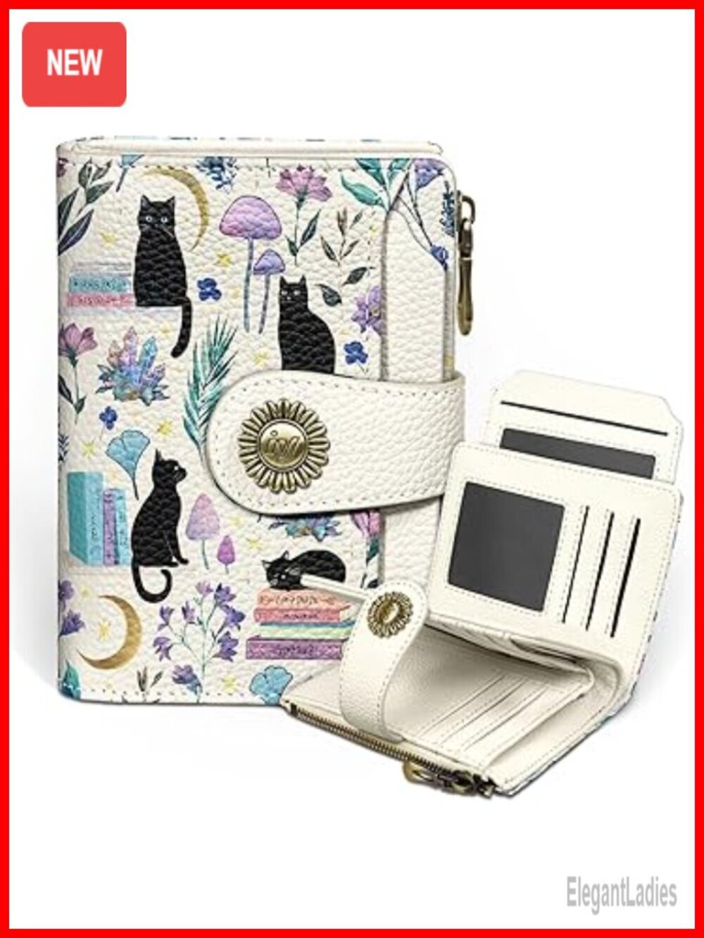 RFID Blocking Bifold Wallet with 14 Card Slots, Zipper Coin Pocket, PU Leather,